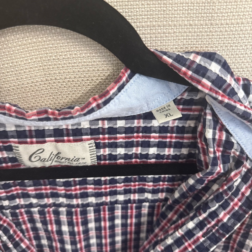 California Red and Blue Casual Button Down Shirt - Picture 4 of 4